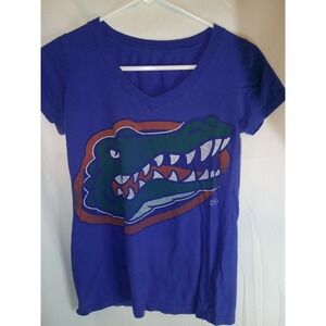 Florida Gators NCAA V-Neck T-Shirt Graphic‎ Tee Short Sleeve Blue Size S